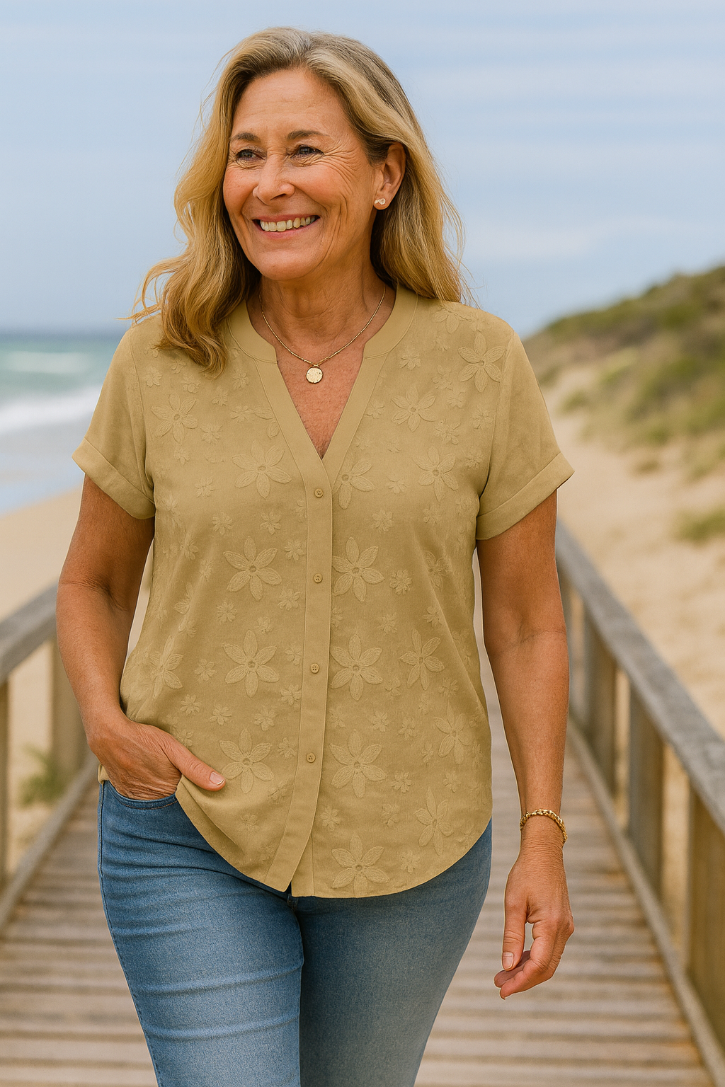Annabella | Natural Cotton-Linen Top