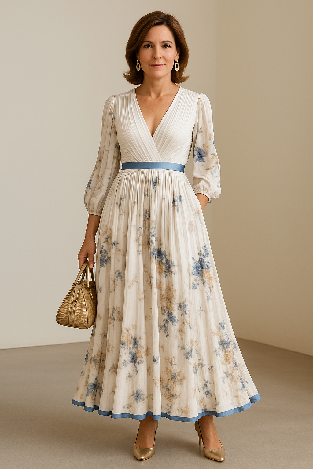 Elise | Timeless Floral Pleated Maxi Dress