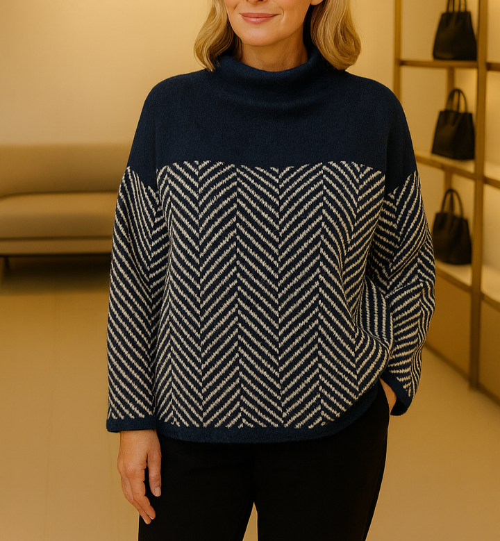 Rhonda – Herringbone Turtleneck Sweater