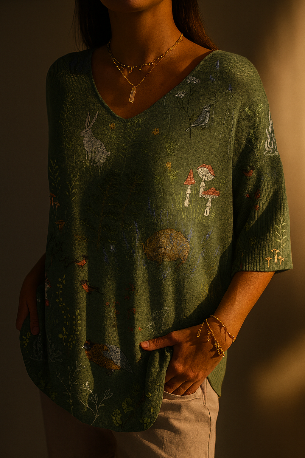 Caia | Animals Repeat Pattern Printed Women's Casual Pullover Knit
