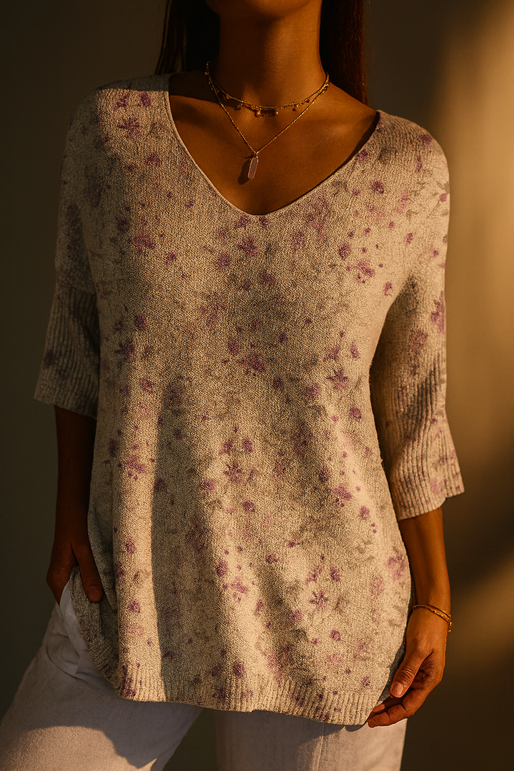 Jade | Vintage Floral Art Casual Pullover Knit