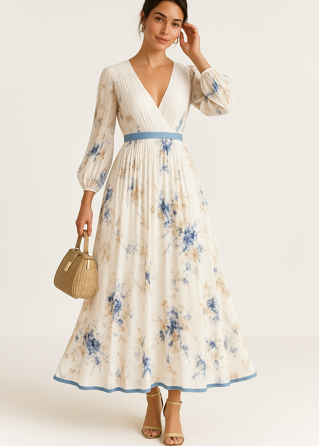 Elise | Timeless Floral Pleated Maxi Dress