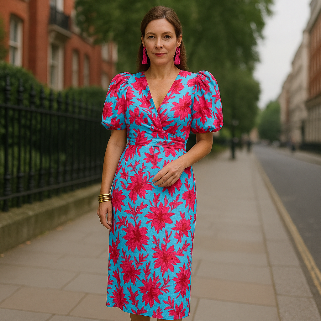 Dior | Pleated Sleeve Colorful Dress