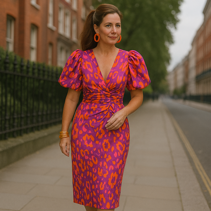 Dior | Pleated Sleeve Colorful Dress