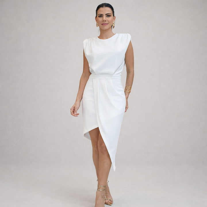 Shireen | Elegant Dress with Structured Asymmetric Line