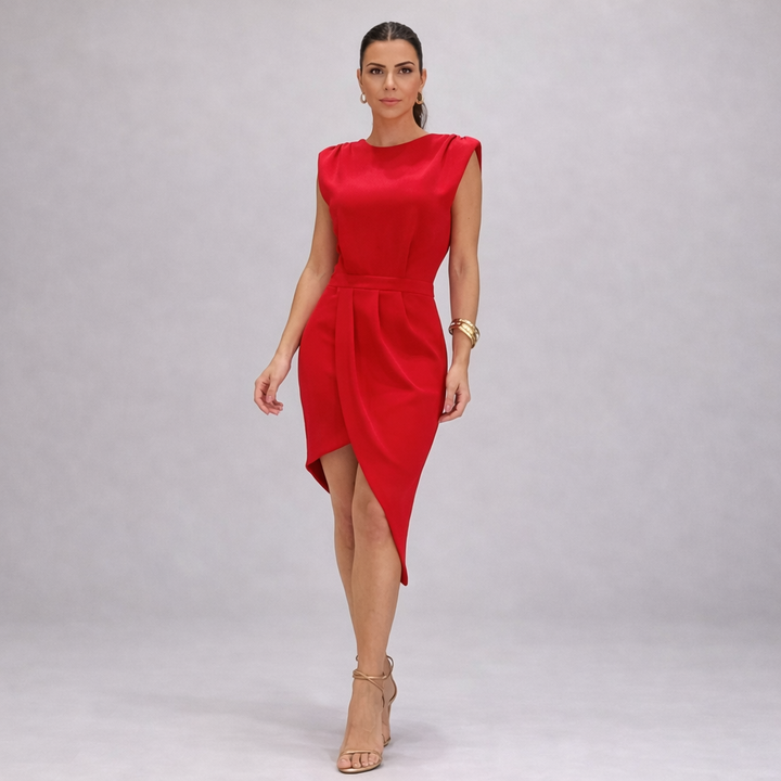 Shireen | Elegant Dress with Structured Asymmetric Line