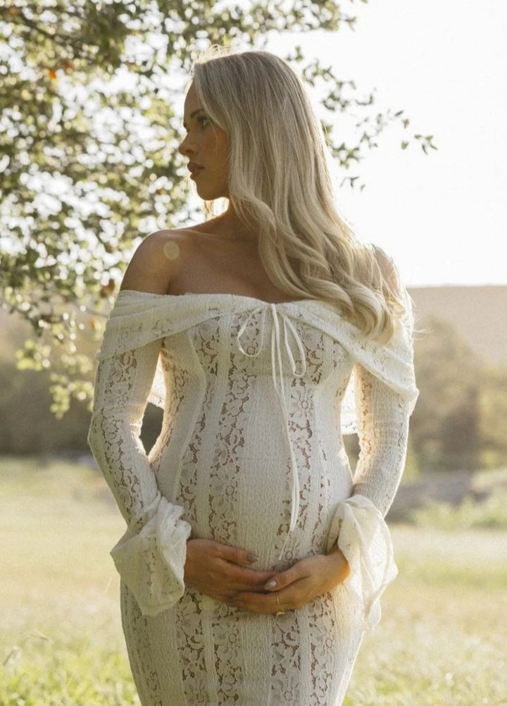 Zorah | Lace Maxi Dress – White