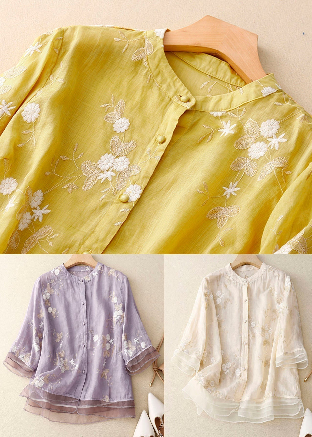 Adelyn | Chic Blouse with Floral Accents