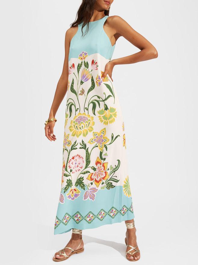Ginger | Resort Sunshine Floral Print Sleeveless Midi Dress