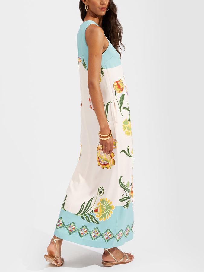 Ginger | Resort Sunshine Floral Print Sleeveless Midi Dress