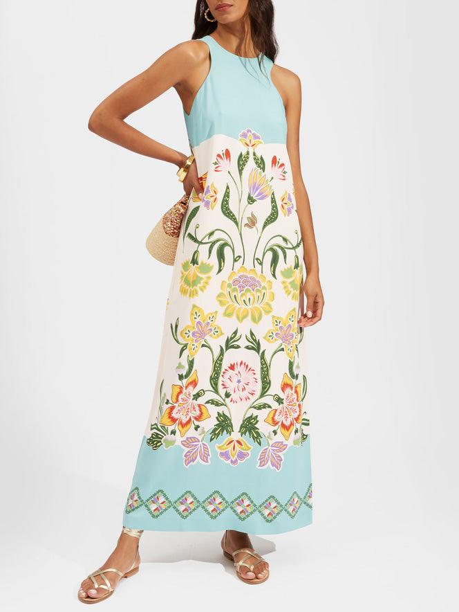 Ginger | Resort Sunshine Floral Print Sleeveless Midi Dress