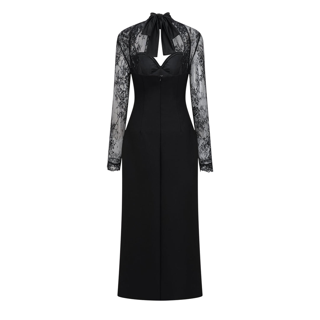 Lorelai | Lace Panel Maxi Dress – Black