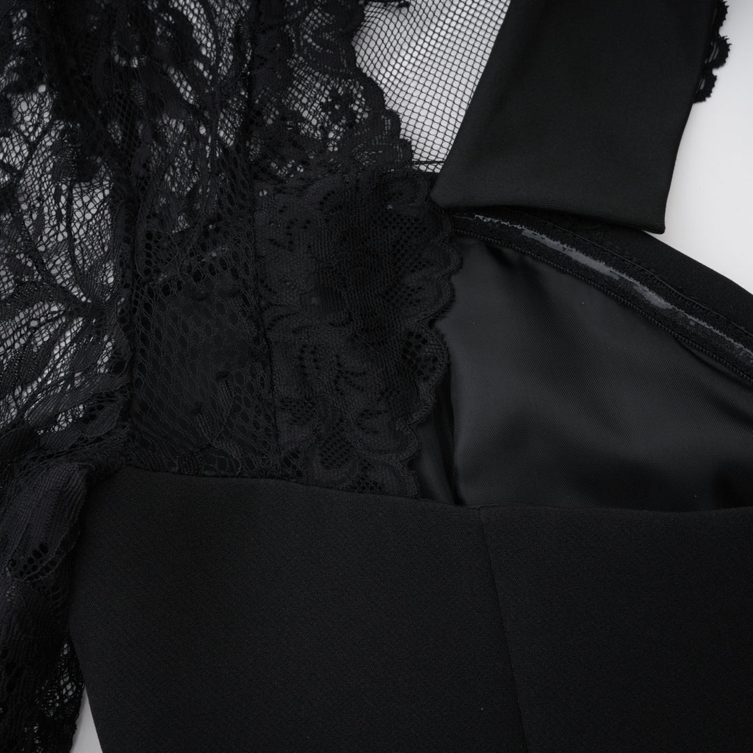 Lorelai | Lace Panel Maxi Dress – Black