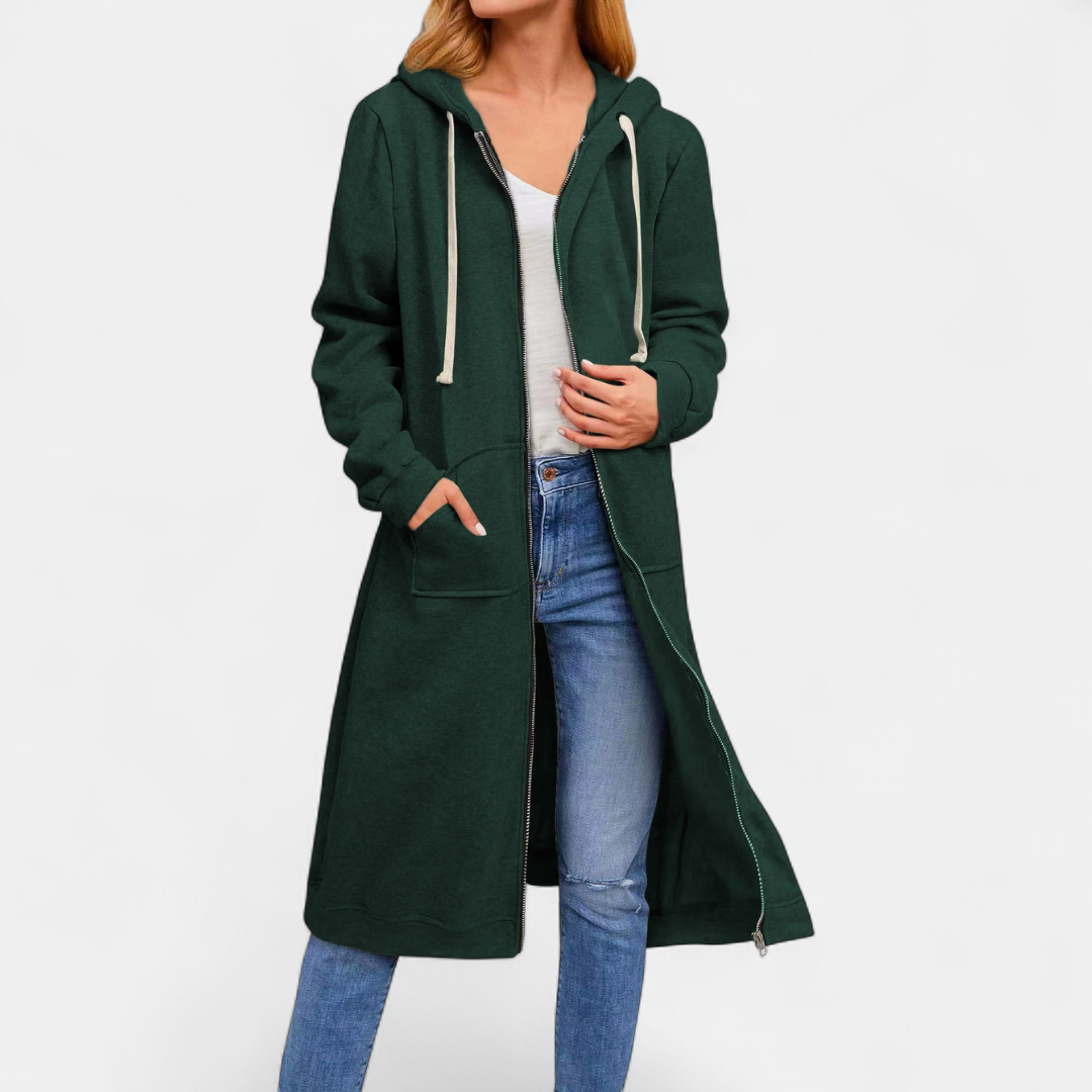 Kimberly – Longline Zip-Up Hooded Sweatshirt