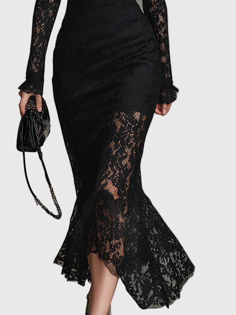 Constance | Elegant Lace Fishtail Maxi Dress