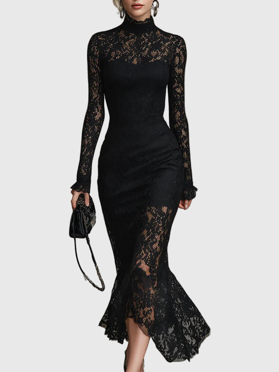 Constance | Elegant Lace Fishtail Maxi Dress