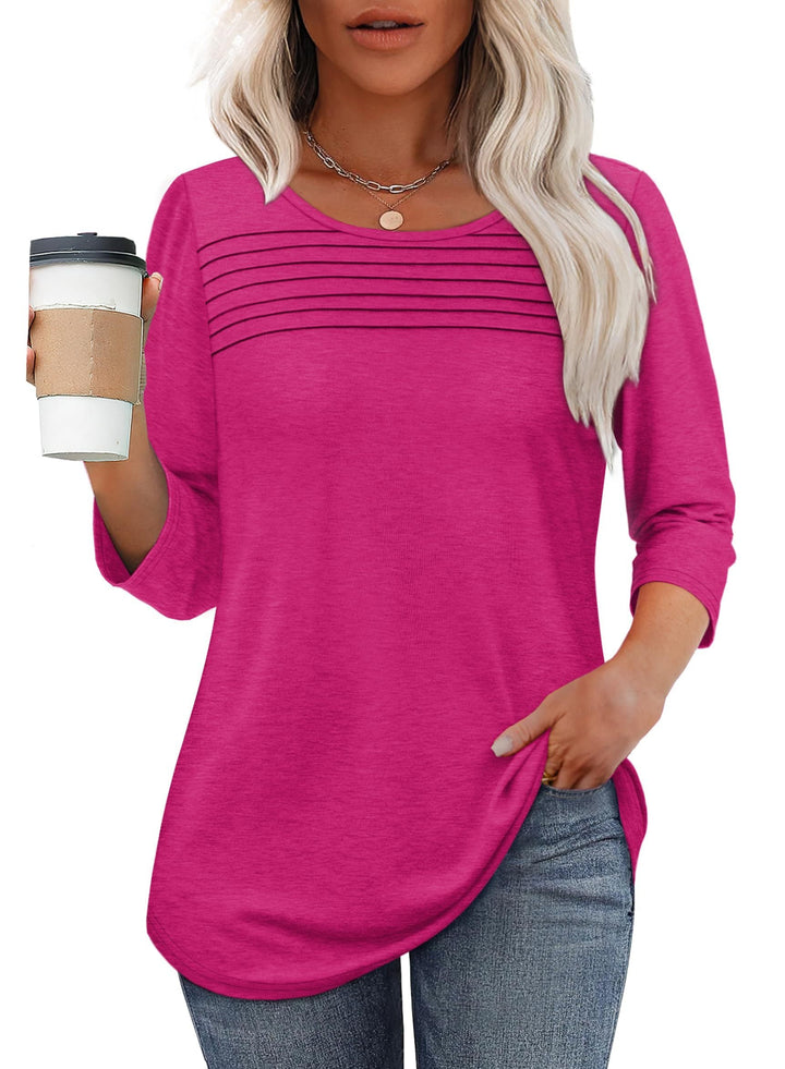 Aspen | Pleated 3/4 Sleeve Top