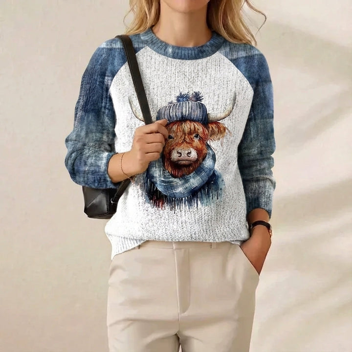 Juliette – Highland Cow Graphic Knit Sweater