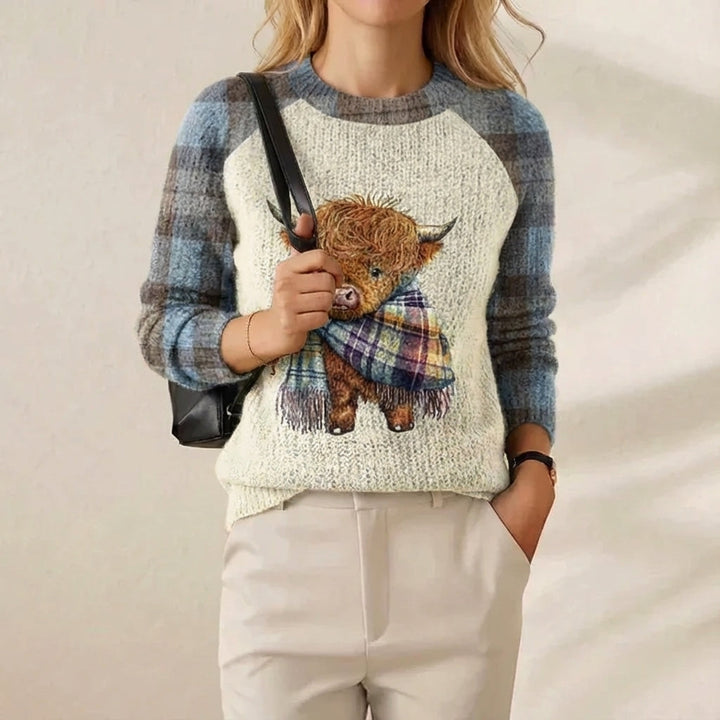 Tanya – Highland Cow Graphic Knit Sweater