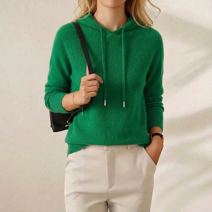 Sondra – Knit Hooded Sweater with Drawstring