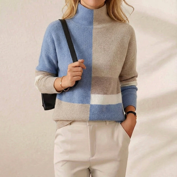 Lindsey – Color-block Turtleneck Knit Sweater