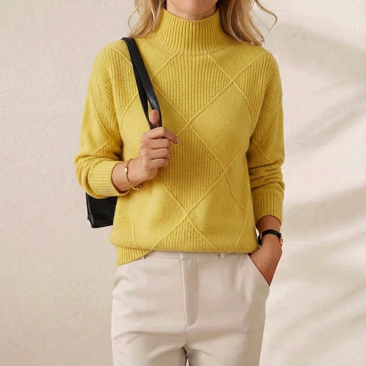 Janelle – Diamond Knit Mock Neck Sweater