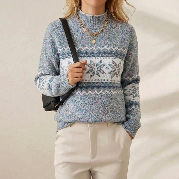 Della – Fair Isle Knit Mock Neck Sweater