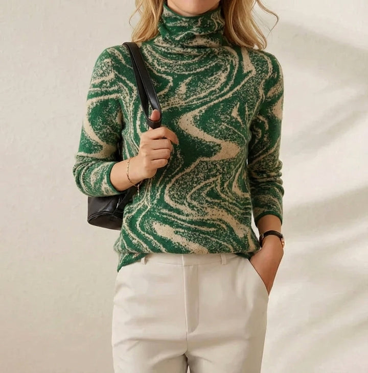 Ethel – Turtleneck Sweater with Swirl Print