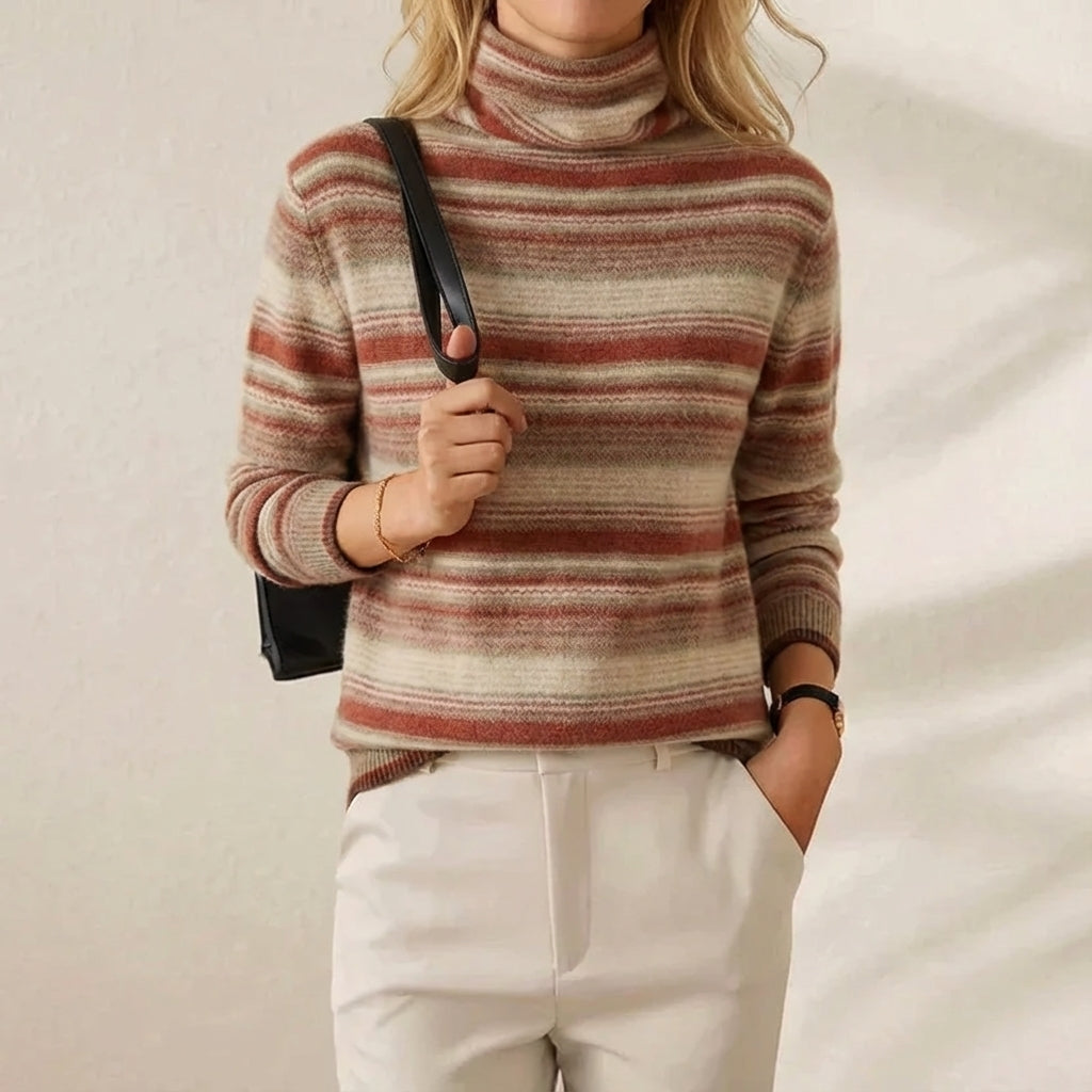 Marcella – Striped Turtleneck Knit Sweater