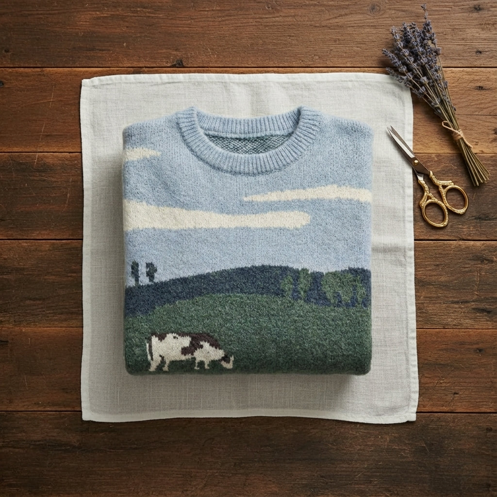 Paula – Scenic Landscape Intarsia Knit Sweater
