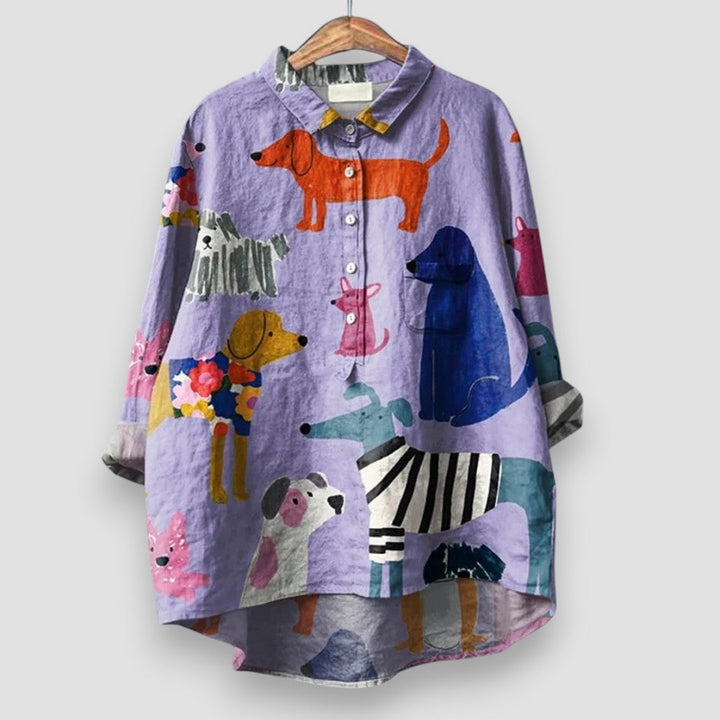 Shifra | Women's Shirt with Dog Print