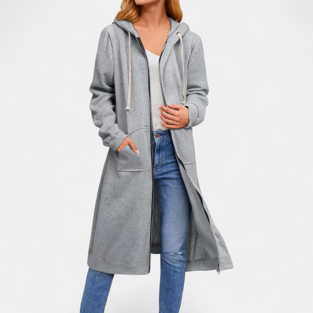 Kimberly – Longline Zip-Up Hooded Sweatshirt