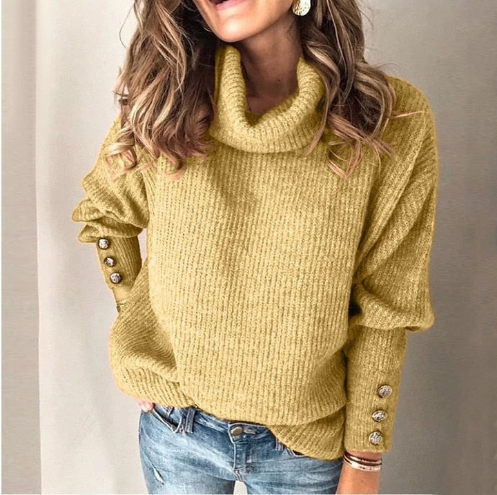Fern – Turtleneck Sweater with Button Cuff Detail