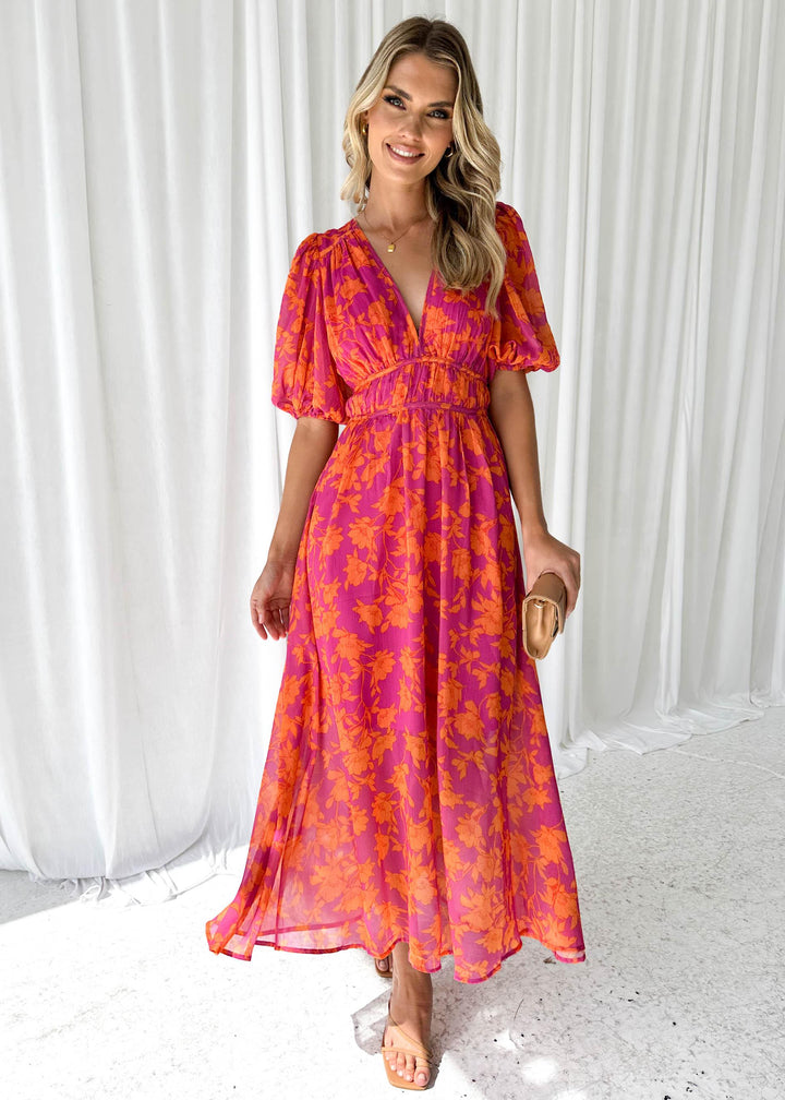 Shawna | Modern Floral Midi Dress