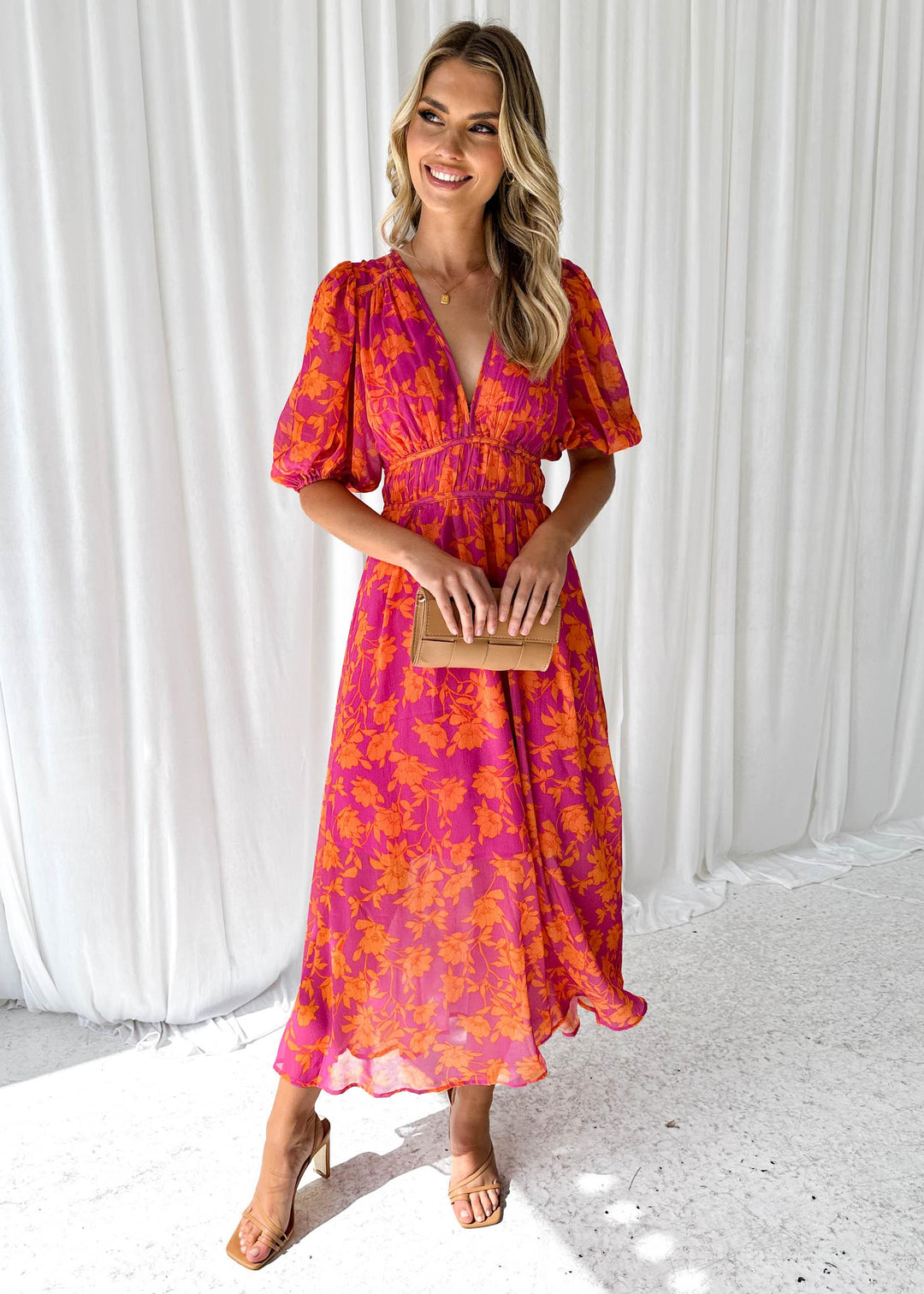 Shawna | Modern Floral Midi Dress