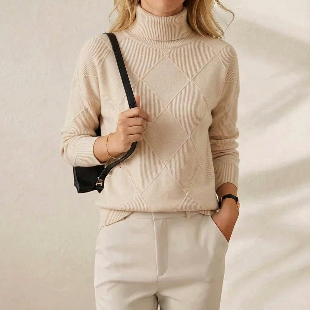 Mildred – Turtleneck Diamond Knit Sweater