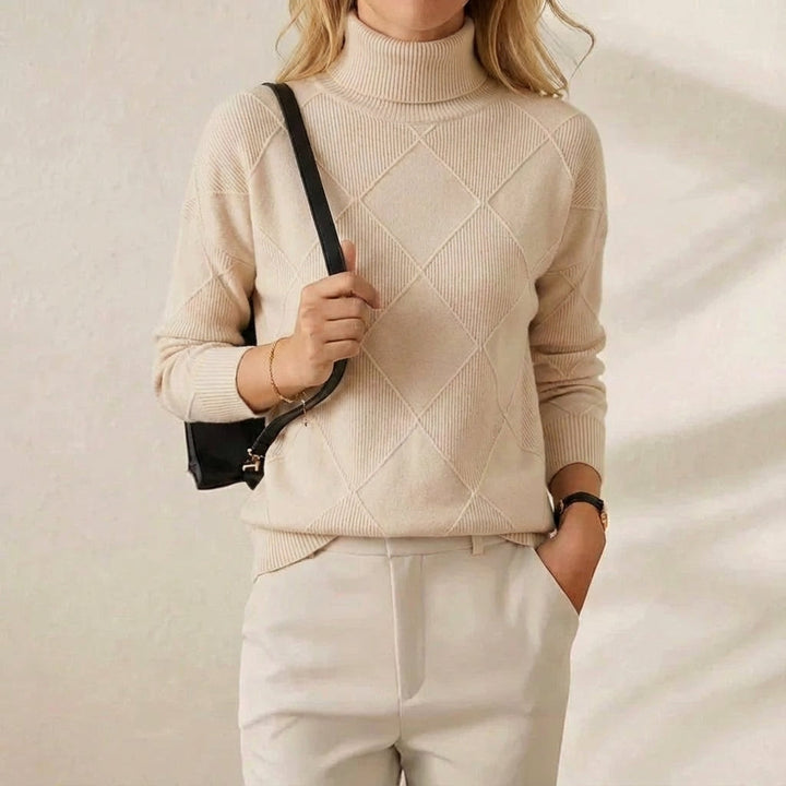 Mildred – Turtleneck Diamond Knit Sweater