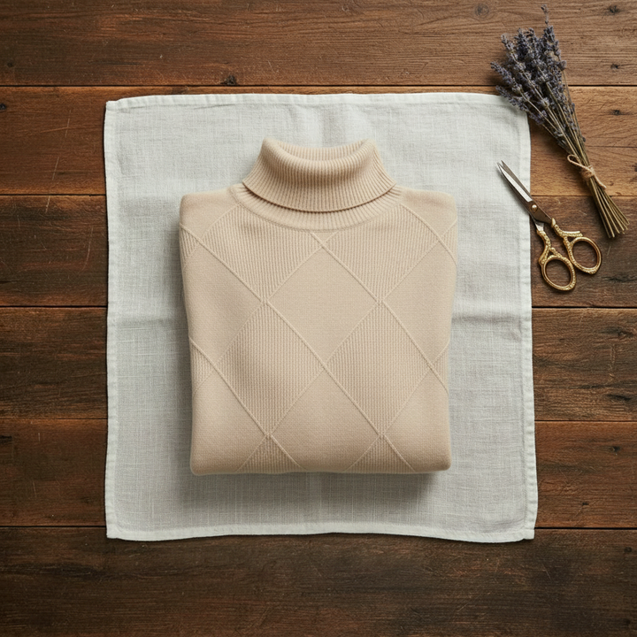 Mildred – Turtleneck Diamond Knit Sweater