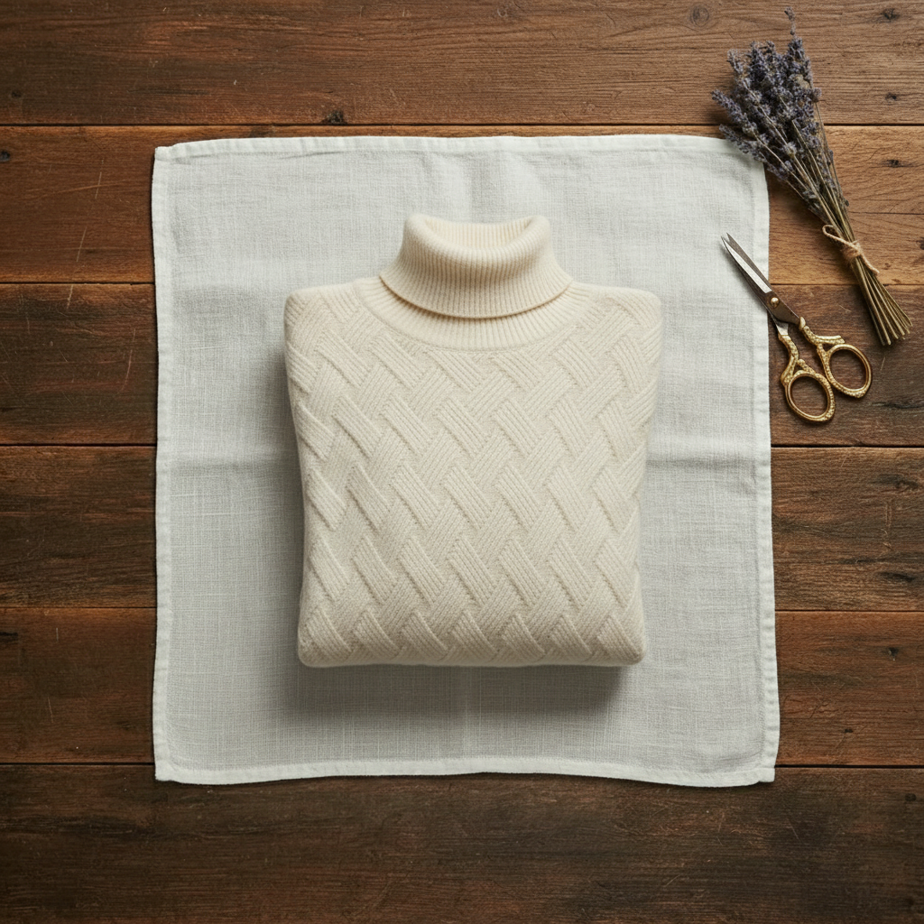 Teresa – Turtleneck Herringbone Knit Sweater