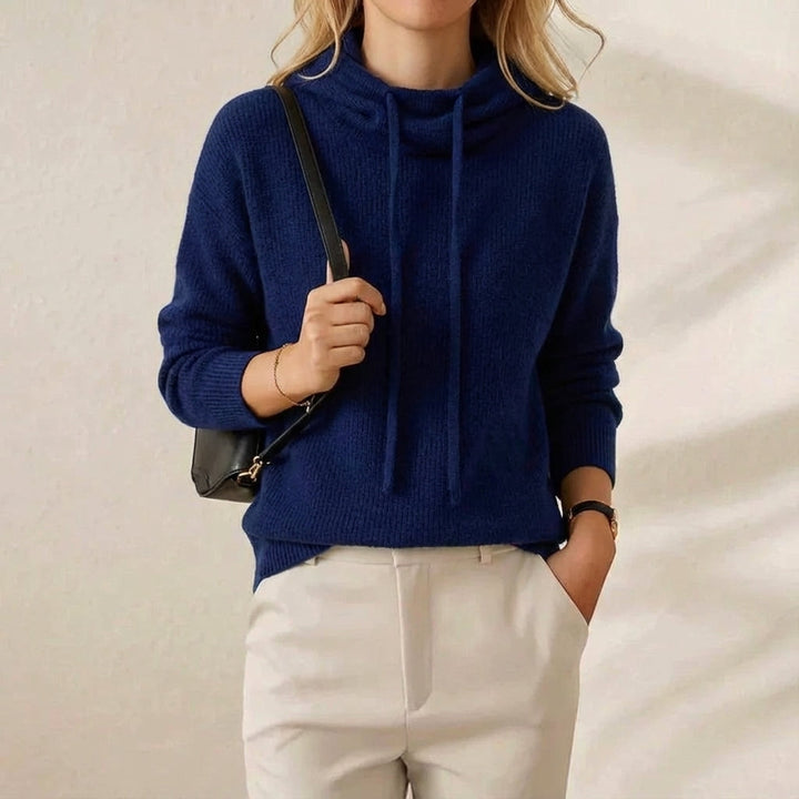 Mae – Cowl Neck Drawstring Knit Sweater