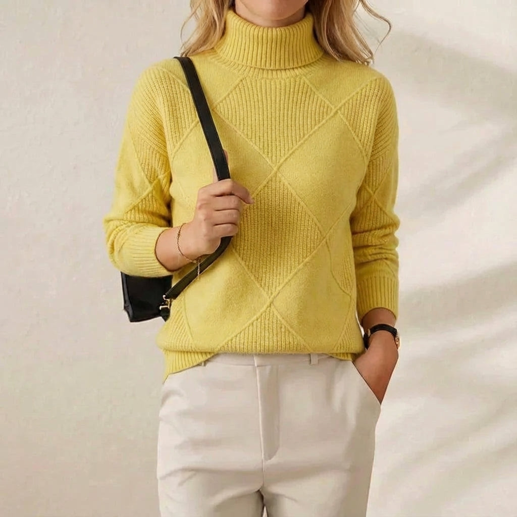 Mildred – Turtleneck Diamond Knit Sweater