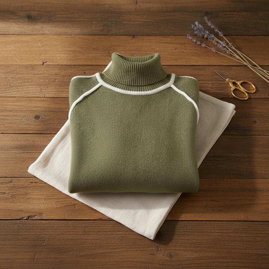 Angelique – Turtleneck Sweater with Contrast Stripe Detail