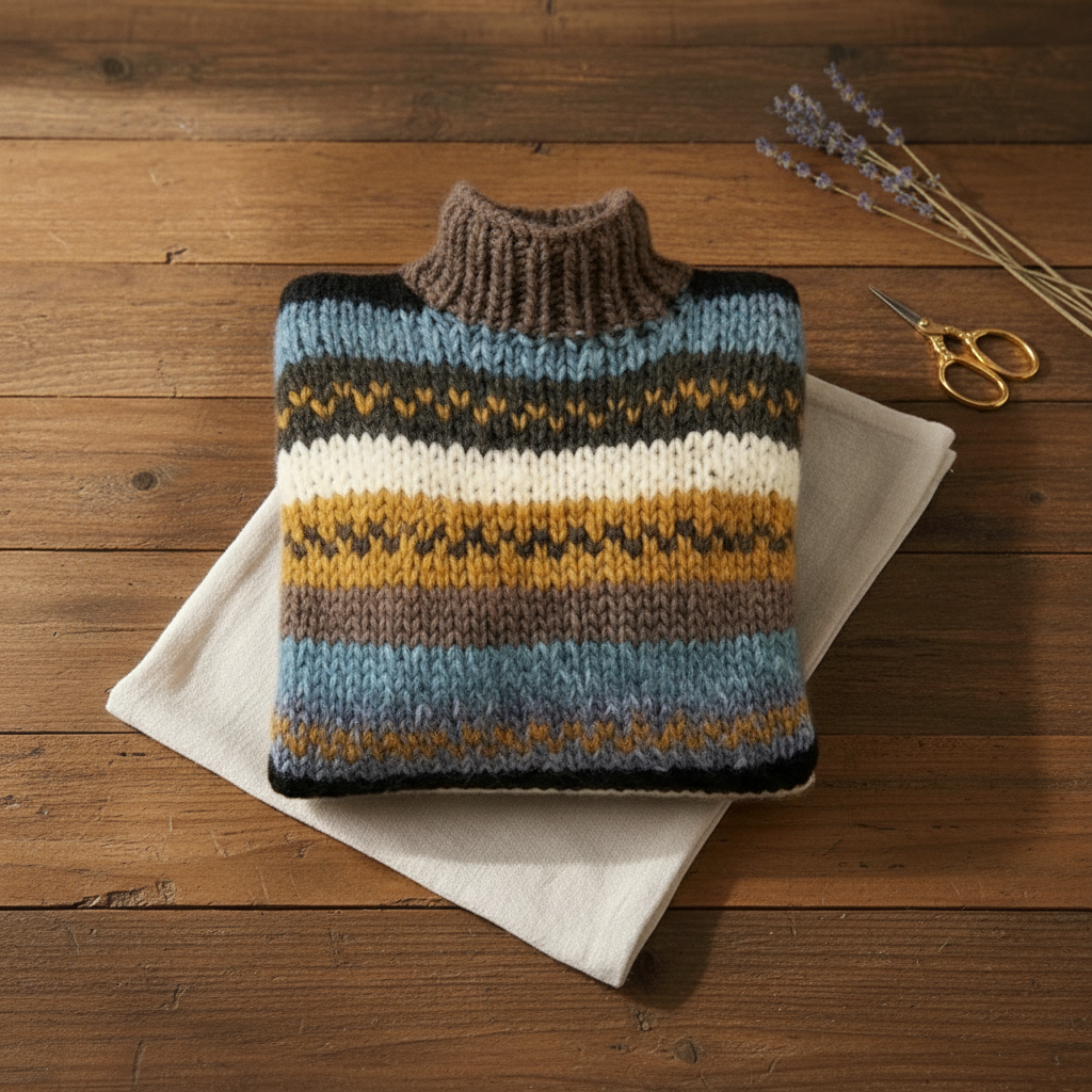 Nellie – Striped Turtleneck Knit Sweater