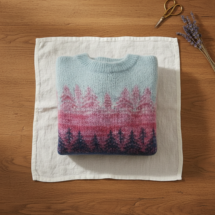Kathleen – Forest Scene Gradient Knit Sweater