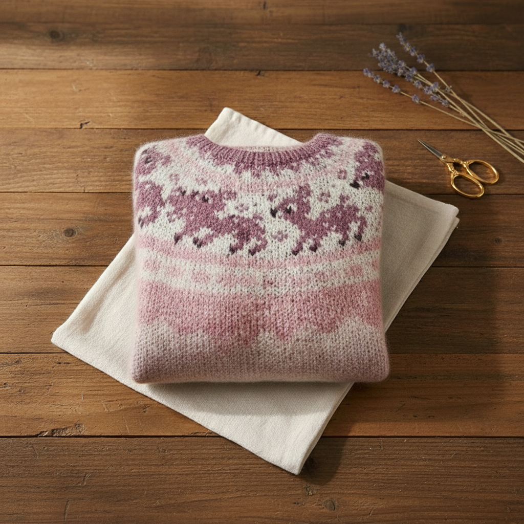 Violet – Fair Isle Knit Sweater with Reindeer Pattern
