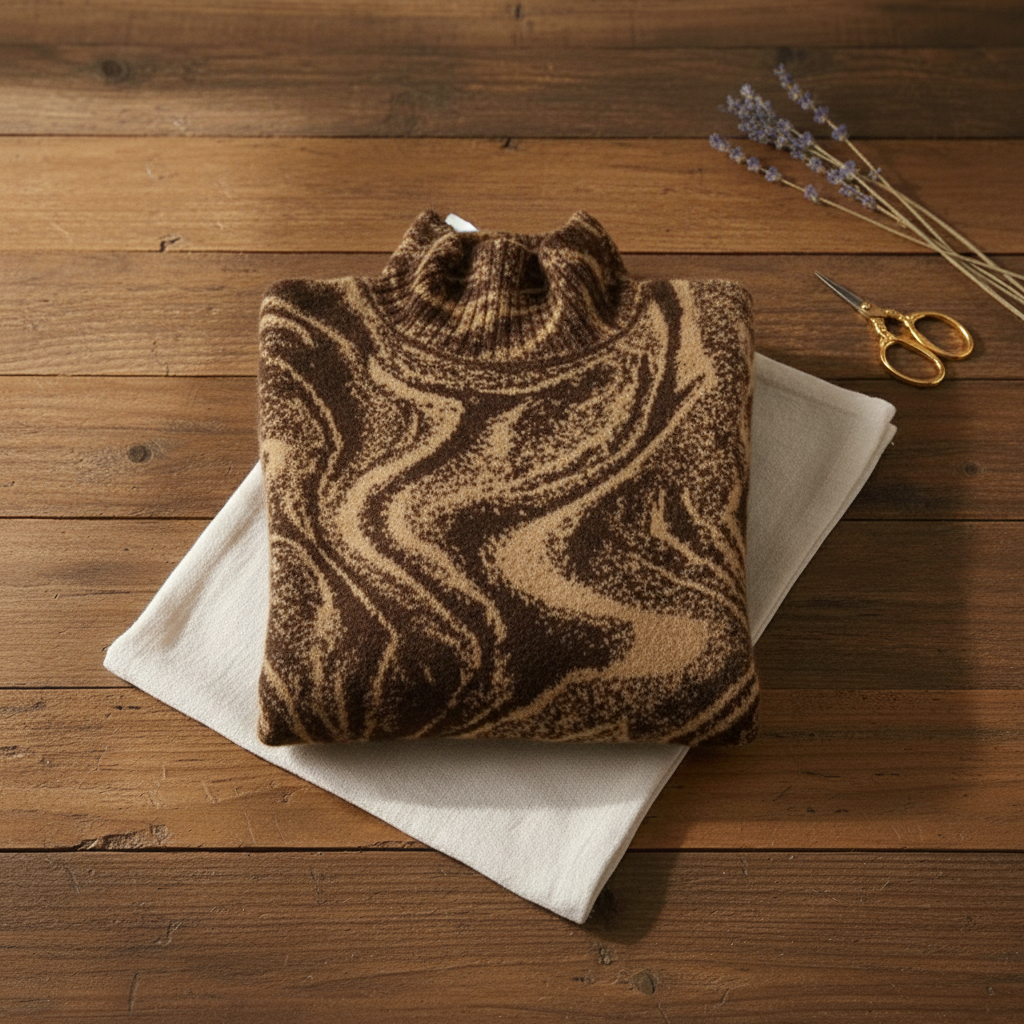 Ethel – Turtleneck Sweater with Swirl Print