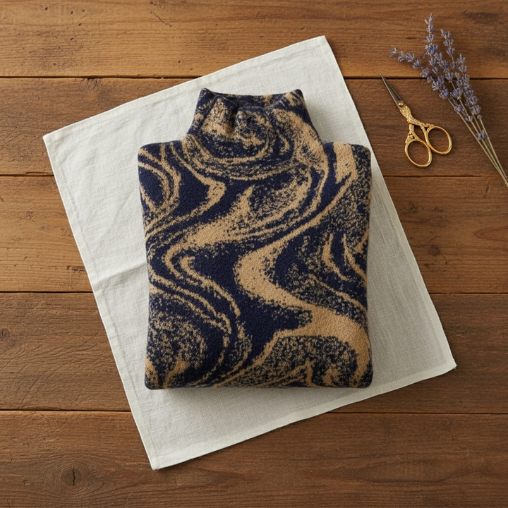 Ethel – Turtleneck Sweater with Swirl Print