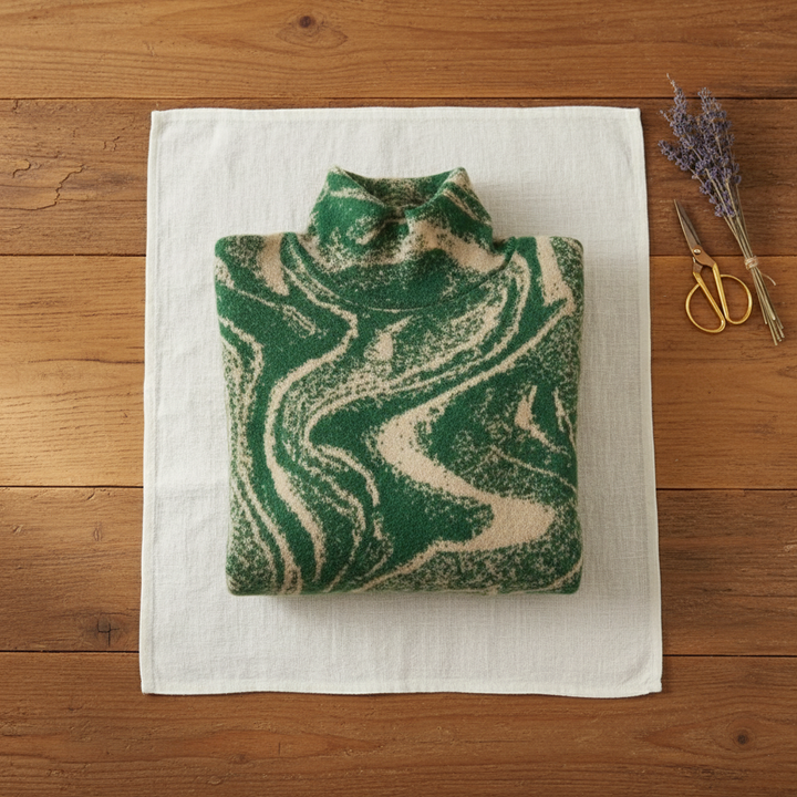 Ethel – Turtleneck Sweater with Swirl Print