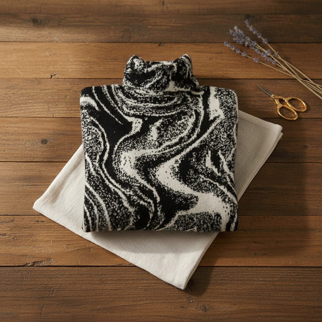 Ethel – Turtleneck Sweater with Swirl Print