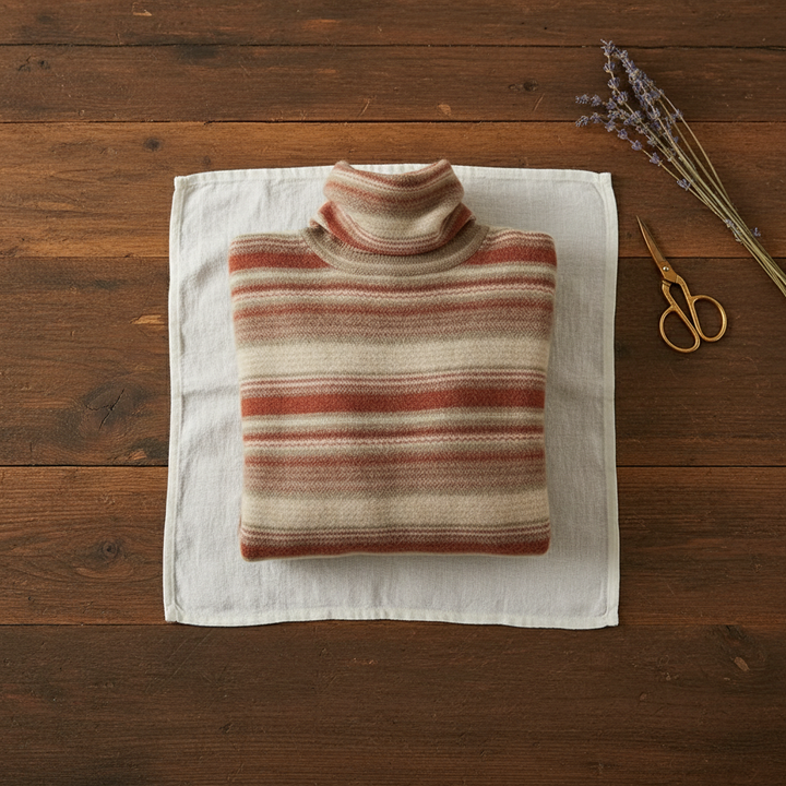 Marcella – Striped Turtleneck Knit Sweater